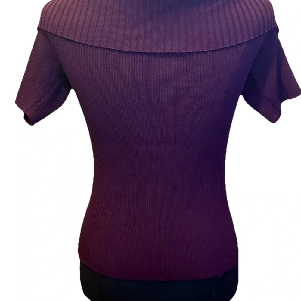 Stylish Burgundy Off The Shoulder Short Sleeve Sweater by 7th Avenue, Large, NWT - Picture 10 of 13